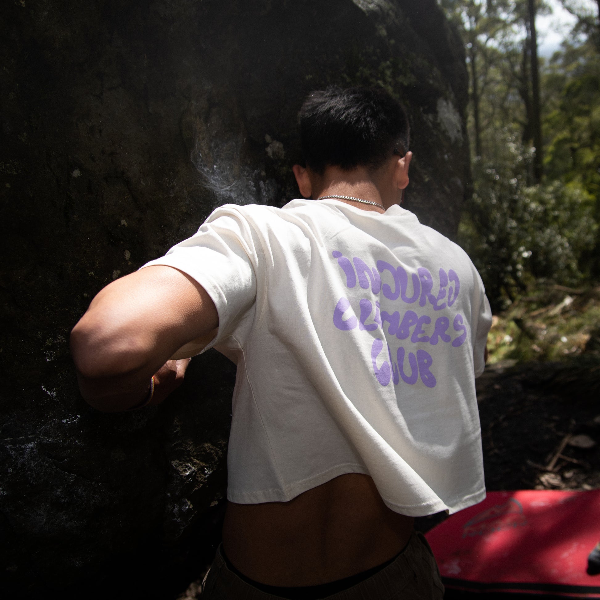 injured climbers club climbing cropped shirt