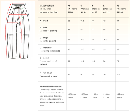 project pants size guide